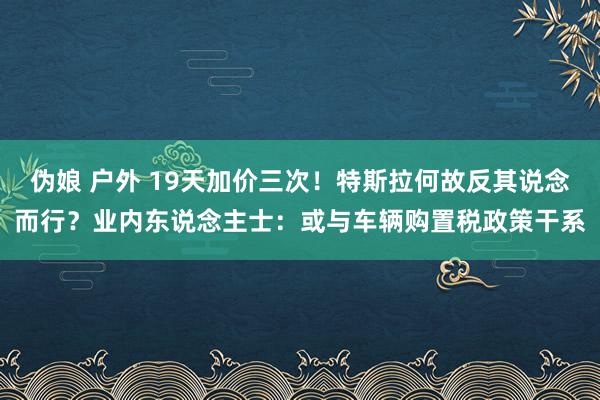 伪娘 户外 19天加价三次！特斯拉何故反其说念而行？业内东说念主士：或与车辆购置税政策干系