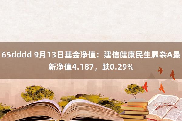 65dddd 9月13日基金净值：建信健康民生羼杂A最新净值4.187，跌0.29%