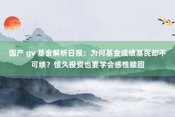 国产 gv 基金解析日报：为何基金成绩基民却不可绩？恒久投资也要学会感性赎回