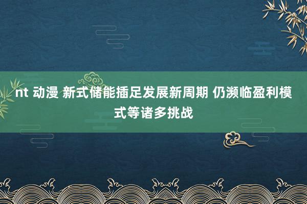 nt 动漫 新式储能插足发展新周期 仍濒临盈利模式等诸多挑战