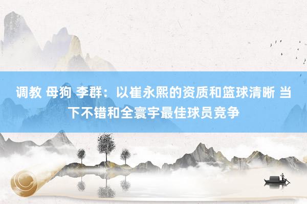 调教 母狗 李群：以崔永熙的资质和篮球清晰 当下不错和全寰宇最佳球员竞争