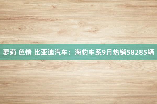 萝莉 色情 比亚迪汽车：海豹车系9月热销58285辆