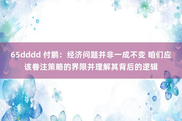 65dddd 付鹏：经济问题并非一成不变 咱们应该眷注策略的界限并理解其背后的逻辑