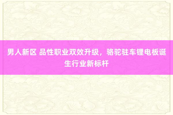 男人新区 品性职业双效升级，骆驼驻车锂电板诞生行业新标杆