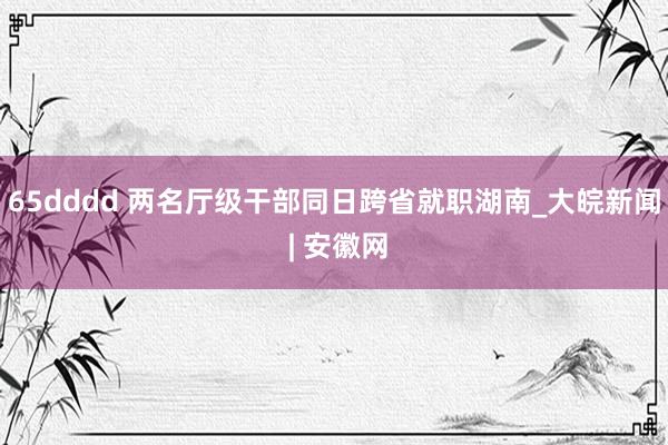 65dddd 两名厅级干部同日跨省就职湖南_大皖新闻 | 安徽网