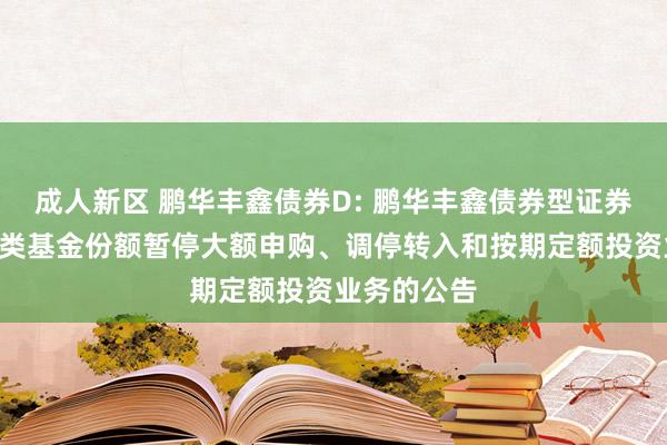 成人新区 鹏华丰鑫债券D: 鹏华丰鑫债券型证券投资基金D类基金份额暂停大额申购、调停转入和按期定额投资业务的公告