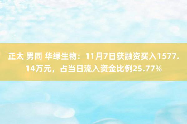 正太 男同 华绿生物：11月7日获融资买入1577.14万元，占当日流入资金比例25.77%