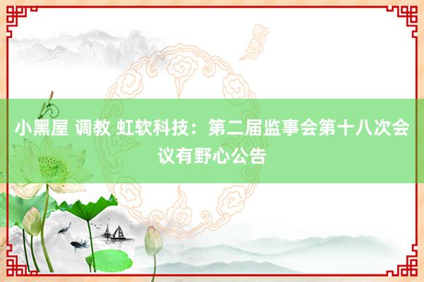 小黑屋 调教 虹软科技：第二届监事会第十八次会议有野心公告