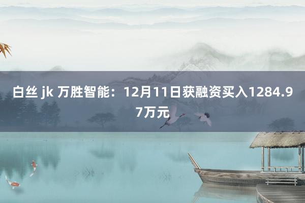 白丝 jk 万胜智能：12月11日获融资买入1284.97万元