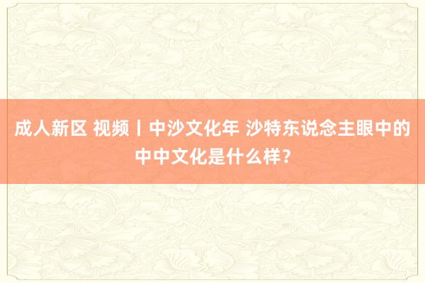 成人新区 视频丨中沙文化年 沙特东说念主眼中的中中文化是什么样？