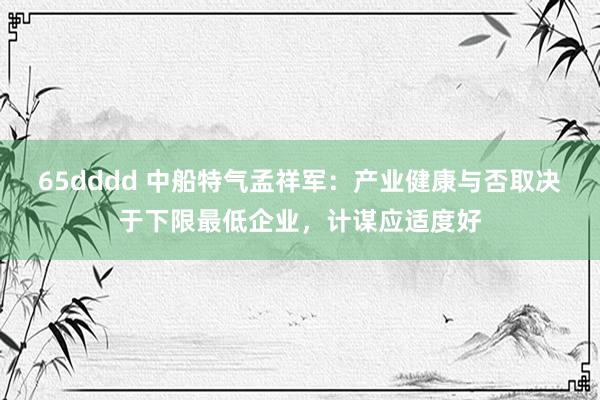 65dddd 中船特气孟祥军：产业健康与否取决于下限最低企业，计谋应适度好