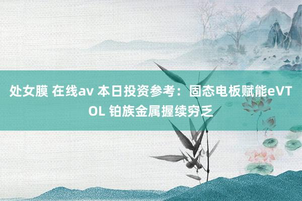 处女膜 在线av 本日投资参考：固态电板赋能eVTOL 铂族金属握续穷乏